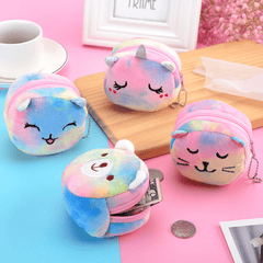 Colorful 3D Round Plush Coin Purse Animal Lipstick Storage Bag