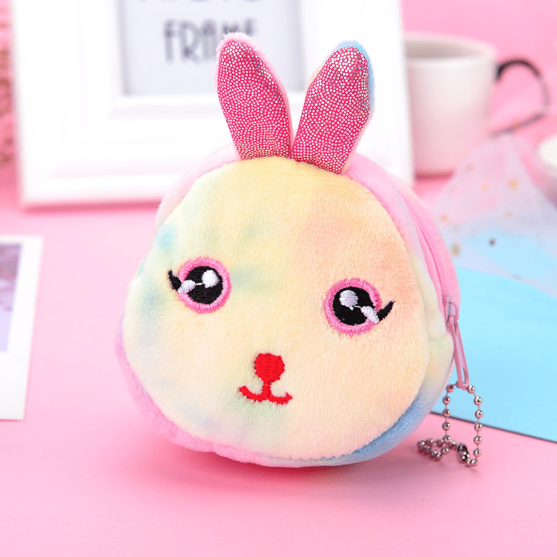 Colorful 3D Round Plush Coin Purse Animal Lipstick Storage Bag