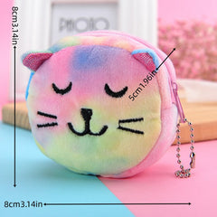 Colorful 3D Round Plush Coin Purse Animal Lipstick Storage Bag