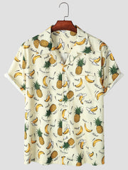 Men's Fruits Print Short Sleeve Hawaiian Shirt