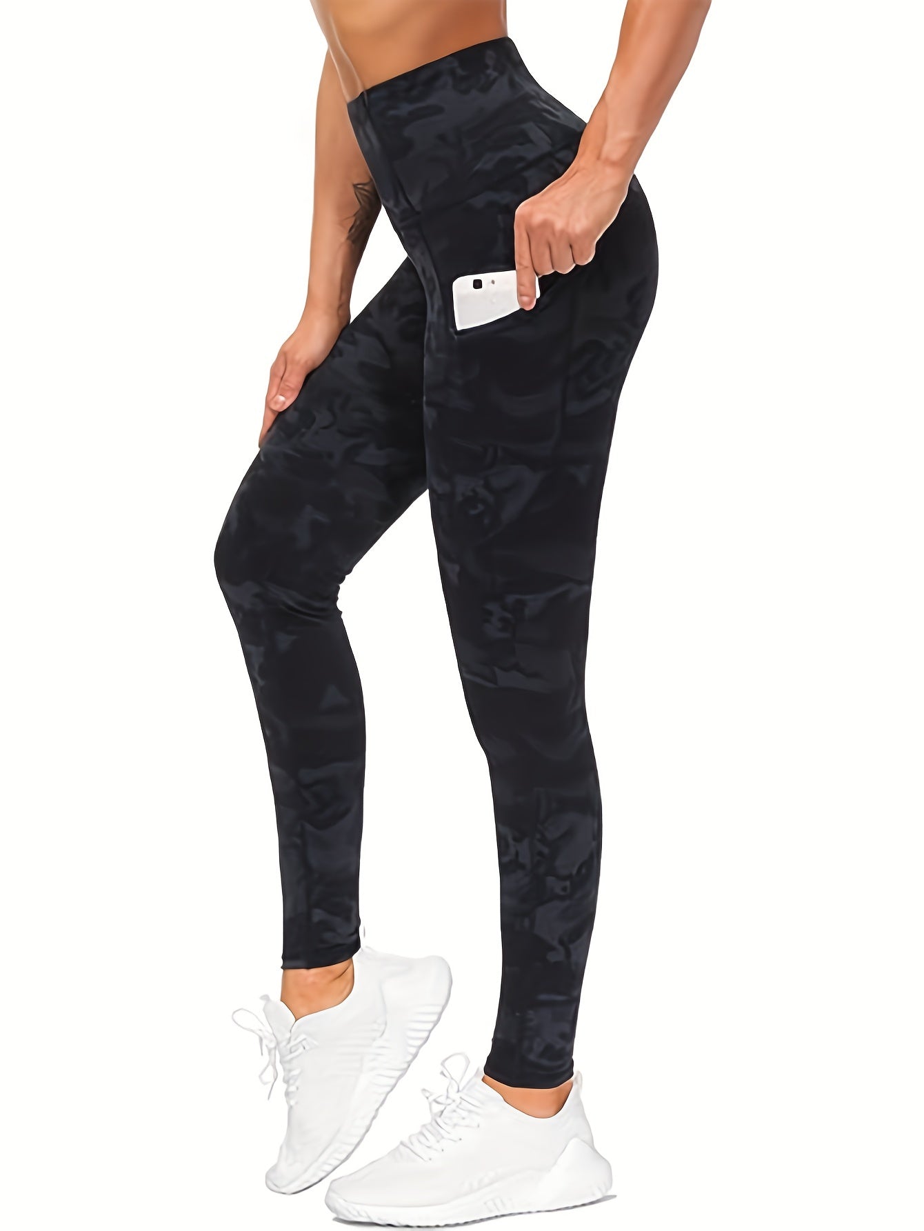 Sports Leggings Wide Waistband Butt Lifting Yoga Pants With Pockets