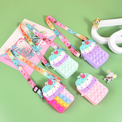 Kids Cake Silicone Crossbody Bag Bubble Pinch Coin Purse Toy Bag