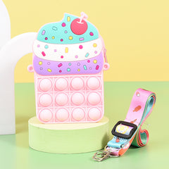 Kids Cake Silicone Crossbody Bag Bubble Pinch Coin Purse Toy Bag