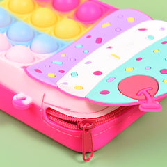 Kids Cake Silicone Crossbody Bag Bubble Pinch Coin Purse Toy Bag