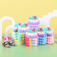 Kids Cake Silicone Crossbody Bag Bubble Pinch Coin Purse Toy Bag