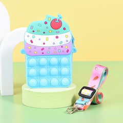 Kids Cake Silicone Crossbody Bag Bubble Pinch Coin Purse Toy Bag