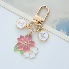 Two Flower Car Keychain Pendant Metal Headphone Cover Bag Hanging Ornament