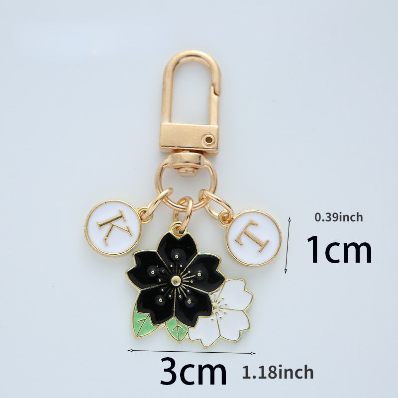 Two Flower Car Keychain Pendant Metal Headphone Cover Bag Hanging Ornament