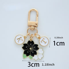 Two Flower Car Keychain Pendant Metal Headphone Cover Bag Hanging Ornament