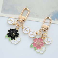 Two Flower Car Keychain Pendant Metal Headphone Cover Bag Hanging Ornament