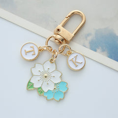 Two Flower Car Keychain Pendant Metal Headphone Cover Bag Hanging Ornament