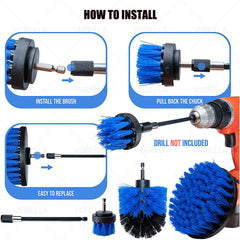 Auto Detailing Drill Brush Set Car Wheel Cleaner Wash Brush