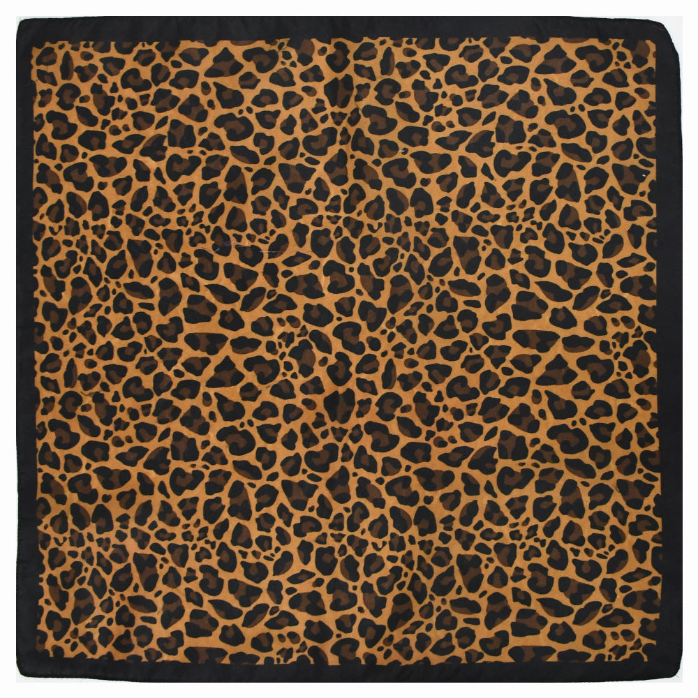 Vintage Leopard Print Bandana Boho Neckerchief Square Scarf