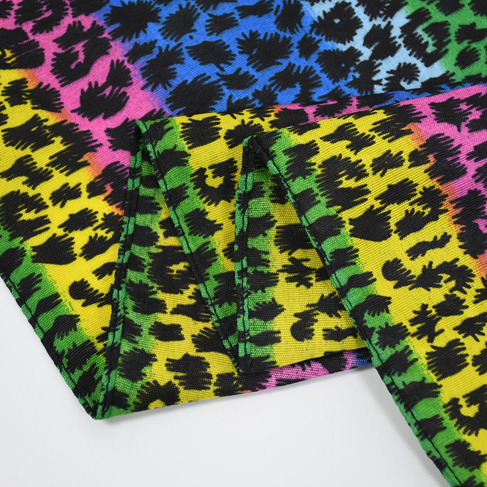 Vintage Leopard Print Bandana Boho Neckerchief Square Scarf
