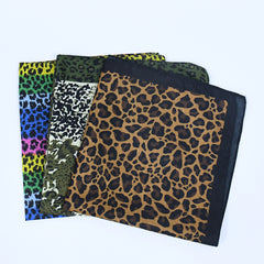 Vintage Leopard Print Bandana Boho Neckerchief Square Scarf