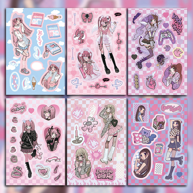 6 Sheets Y2K Style Graffiti Stickers DIY Stationery Computer Student Stationery