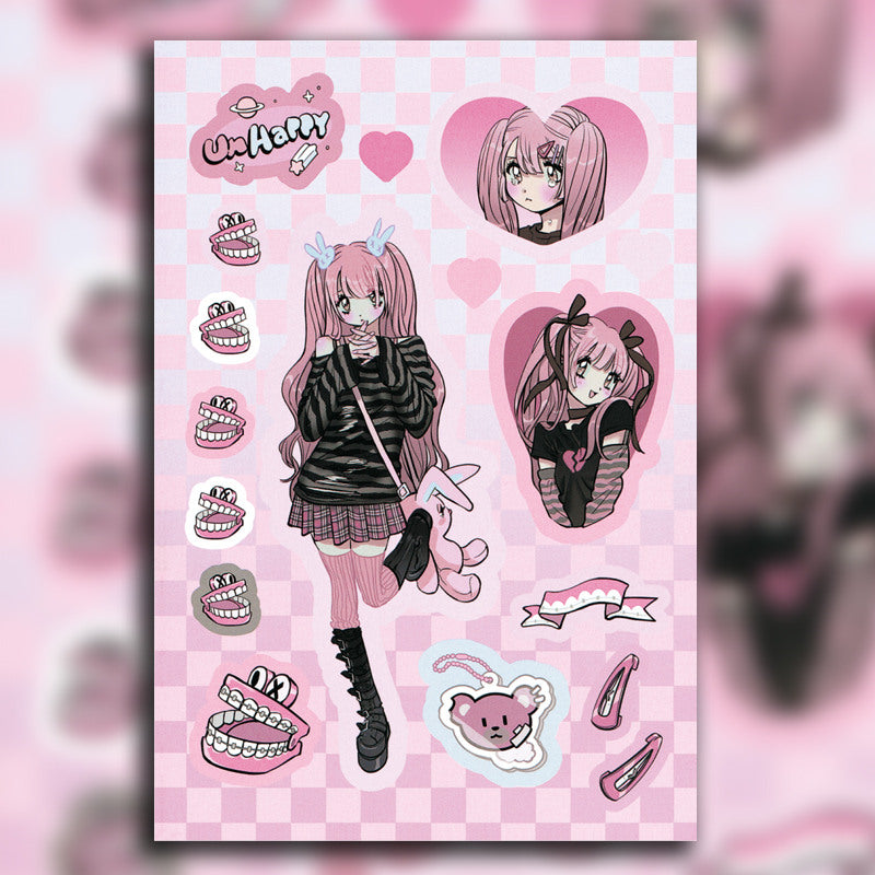 6 Sheets Y2K Style Graffiti Stickers DIY Stationery Computer Student Stationery