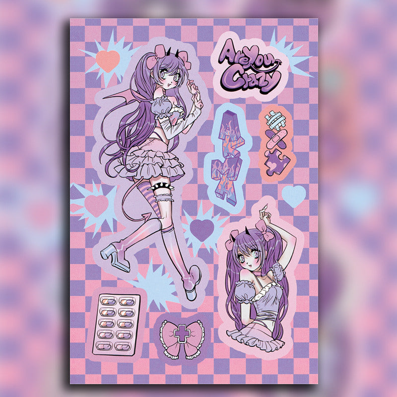 6 Sheets High Y2k Style E Graffiti Stickers Kids DIY Stationery