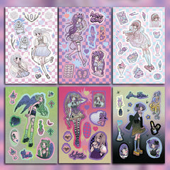 6 Sheets High Y2k Style E Graffiti Stickers Kids DIY Stationery