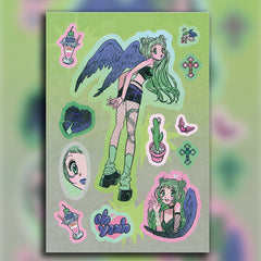 6 Sheets High Y2k Style E Graffiti Stickers Kids DIY Stationery