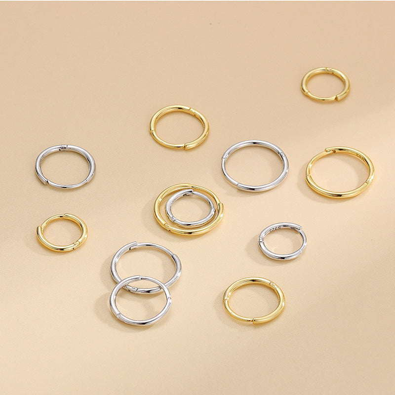 S925 Sterling Silver K plated Hoop Earrings For Women