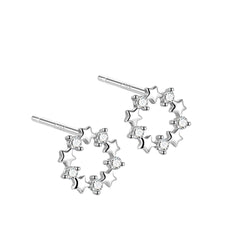 Sterling CZ Star Pattern Earrings for Girls
