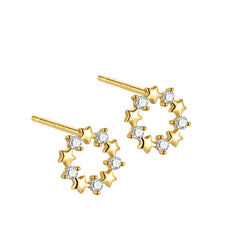 Sterling CZ Star Pattern Earrings for Girls