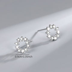 Sterling CZ Star Pattern Earrings for Girls