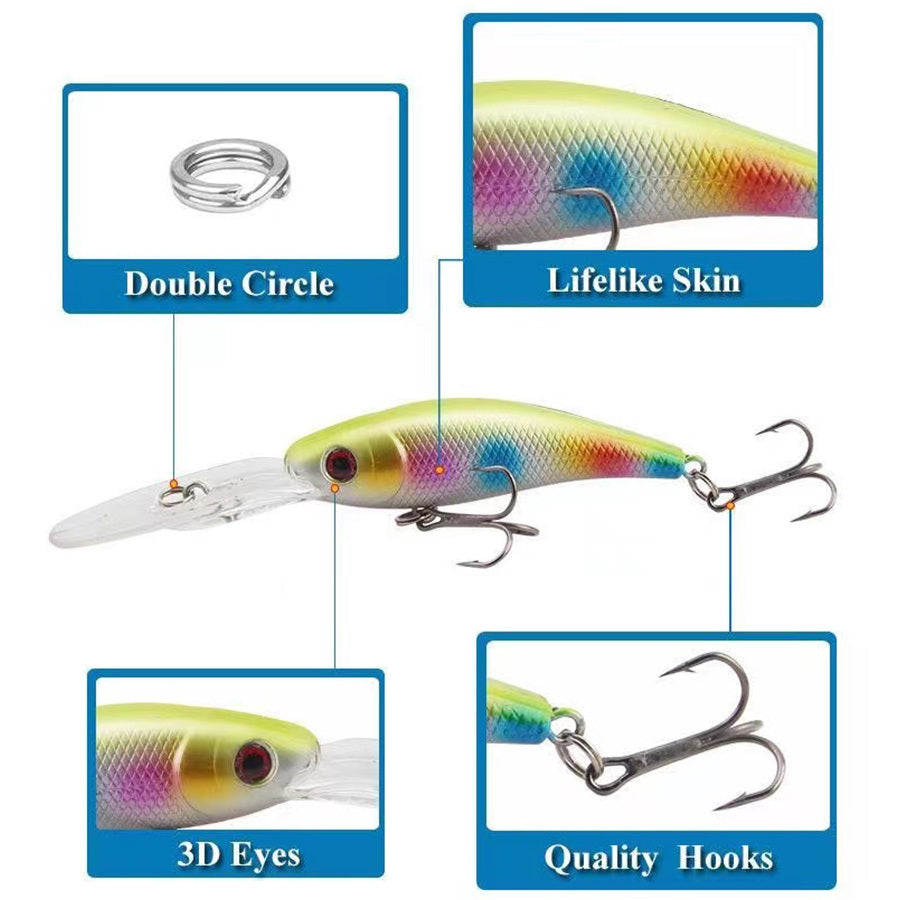 15pcs Crankbaits Fishing Lures Set for Pike Bass Trout Trolling Casting