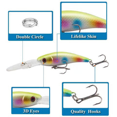 15pcs Crankbaits Fishing Lures Set for Pike Bass Trout Trolling Casting
