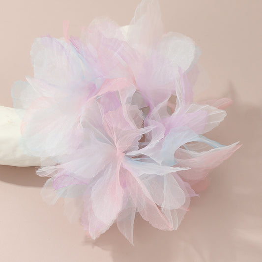 Organza Flower Hair Rope Gradient Hair Tie For Women
