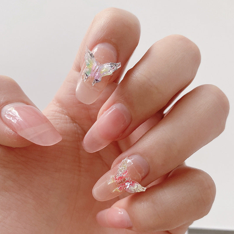 20pcs 3D Butterfly Nail Charms Clear Rhinestones Gradient Nail Art Jewelry