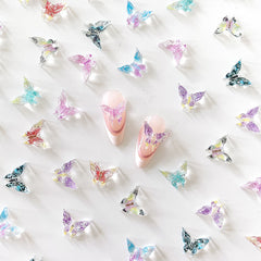 20pcs 3D Butterfly Nail Charms Clear Rhinestones Gradient Nail Art Jewelry
