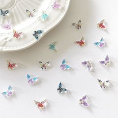 20pcs 3D Butterfly Nail Charms Clear Rhinestones Gradient Nail Art Jewelry