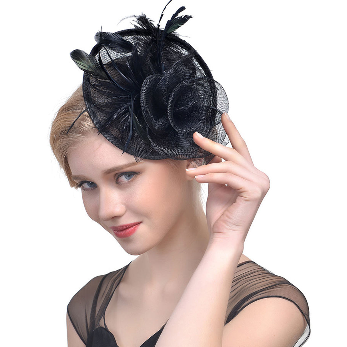 Faux Feather Headpiece With Duck Billed Clip for Derby Horse Race