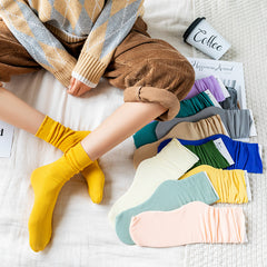 5 Pairs Solid Pile Socks Soft & Lightweight Women's Stockings