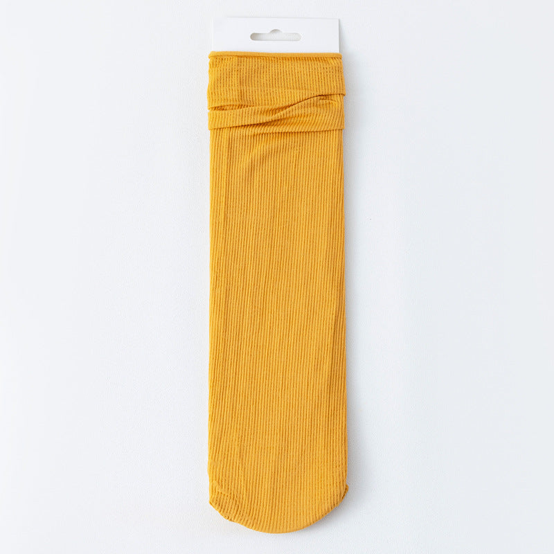 5 Pairs Solid Pile Socks Soft & Lightweight Women's Stockings