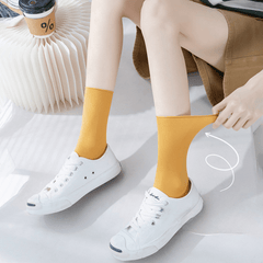 5 Pairs Solid Pile Socks Soft & Lightweight Women's Stockings