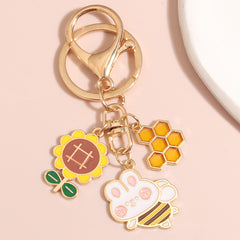 Sunflower Frog Keychain Small Pendant Alloy Key Ring School Bag Pendant
