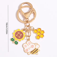 Sunflower Frog Keychain Small Pendant Alloy Key Ring School Bag Pendant