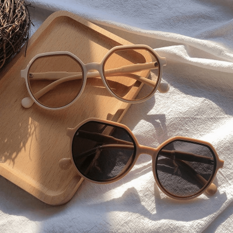 Round Sunglasses Milk Tea Glasses for Summer UV400