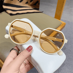 Round Sunglasses Milk Tea Glasses for Summer UV400