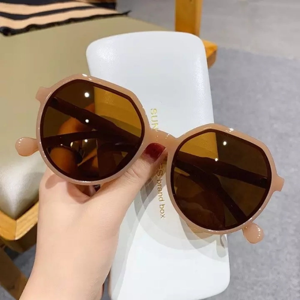 Round Sunglasses Milk Tea Glasses for Summer UV400