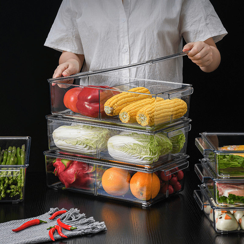 Large Capacity Food Storage Box with Lid - Transparent Kitchen Organizer