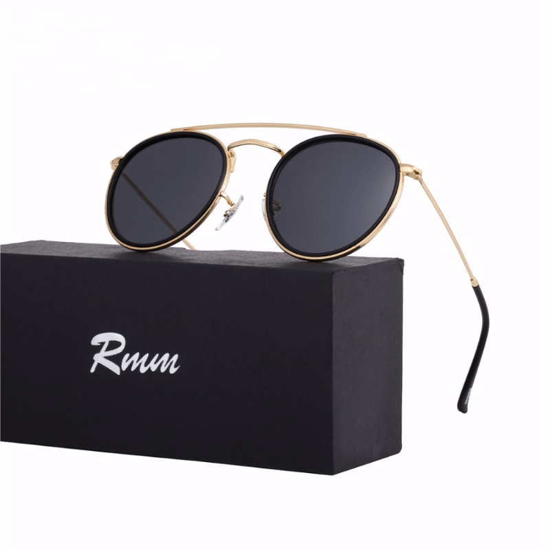 Men's Vintage Polarized Twin Beams Round Frame Sunglasses