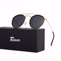 Men's Vintage Polarized Twin Beams Round Frame Sunglasses