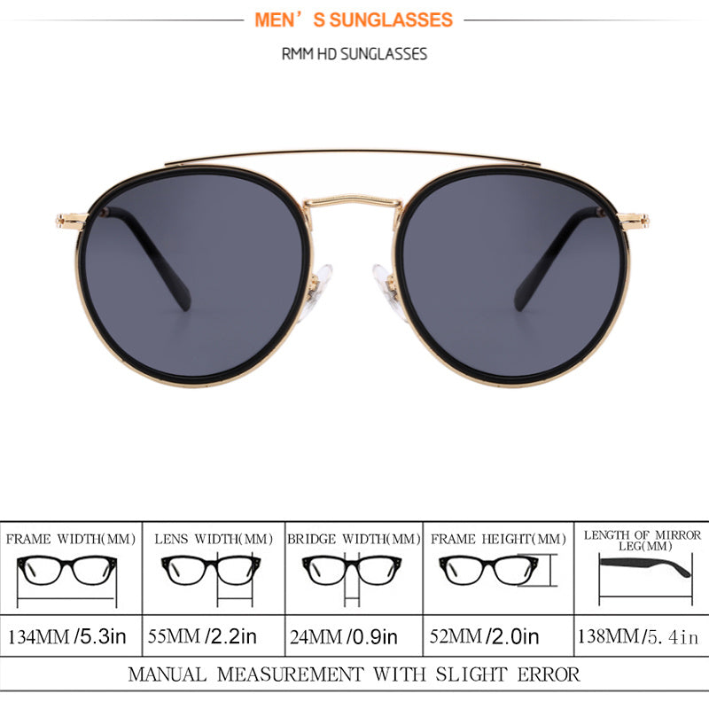 Men's Vintage Polarized Twin Beams Round Frame Sunglasses