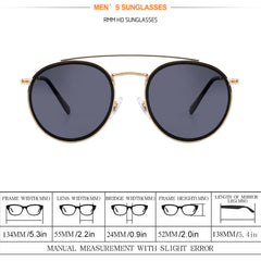 Men's Vintage Polarized Twin Beams Round Frame Sunglasses