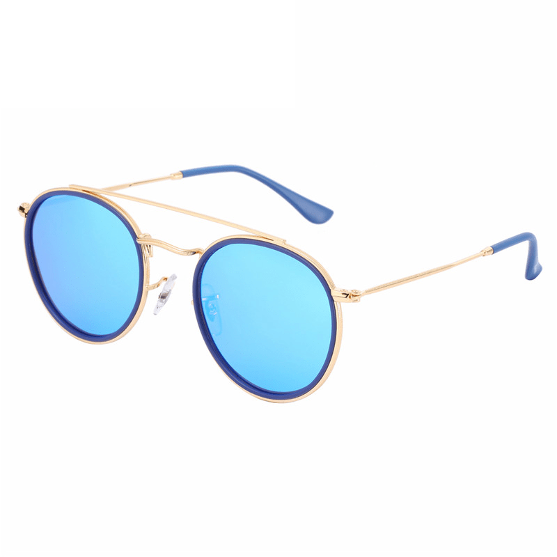 Men's Vintage Polarized Twin Beams Round Frame Sunglasses