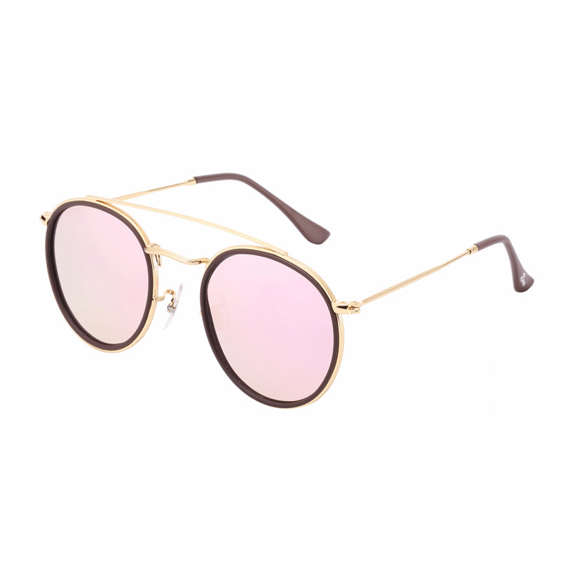 Men's Vintage Polarized Twin Beams Round Frame Sunglasses